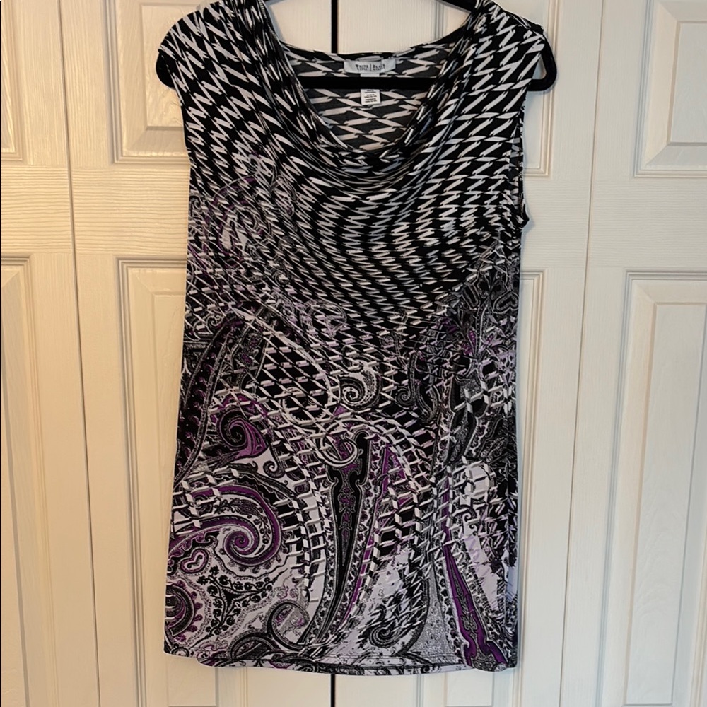 Black and Purple Women's Tunic Top